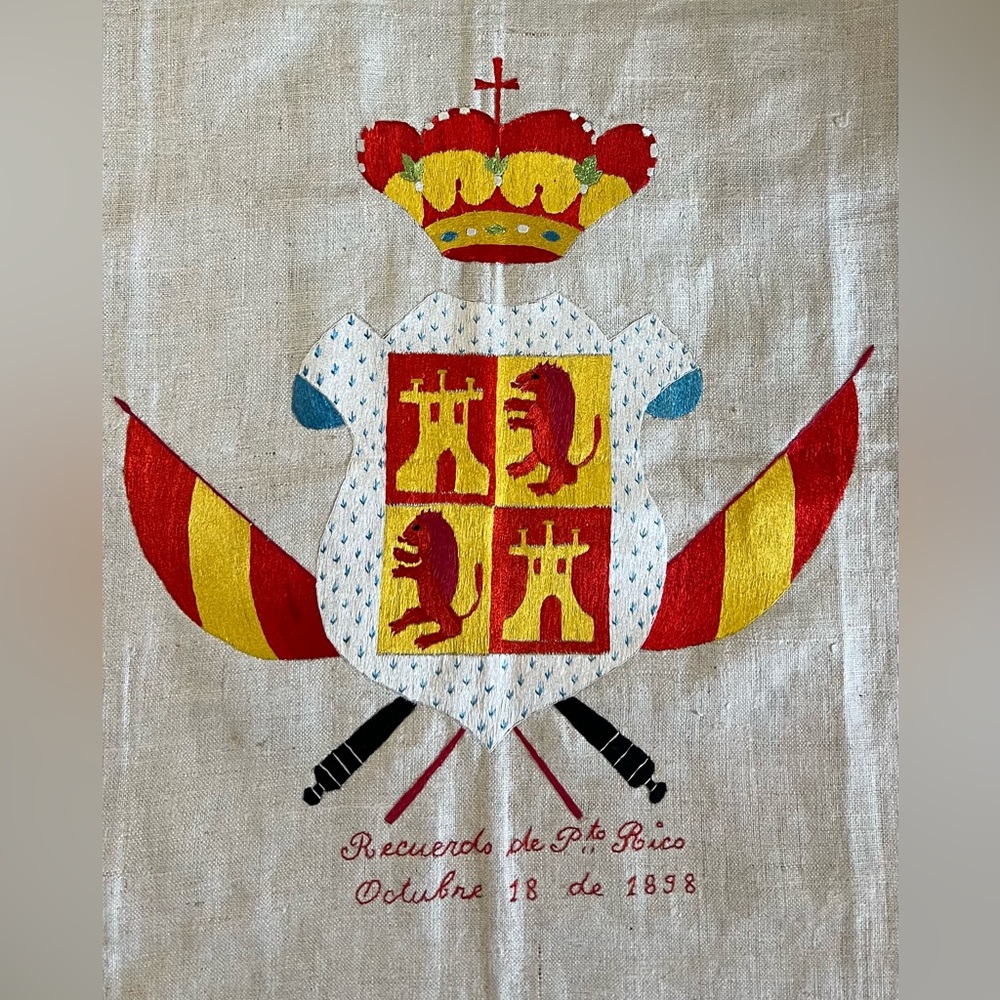Incredible intricate needlework celebrating Oct. 18, 1898 in Puerto Rico